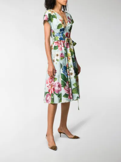 belted floral dress
