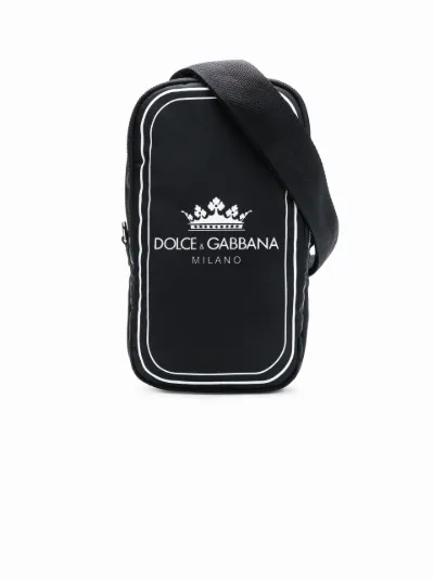 Dolce & Gabbana black and white crown logo print cross-body bag 