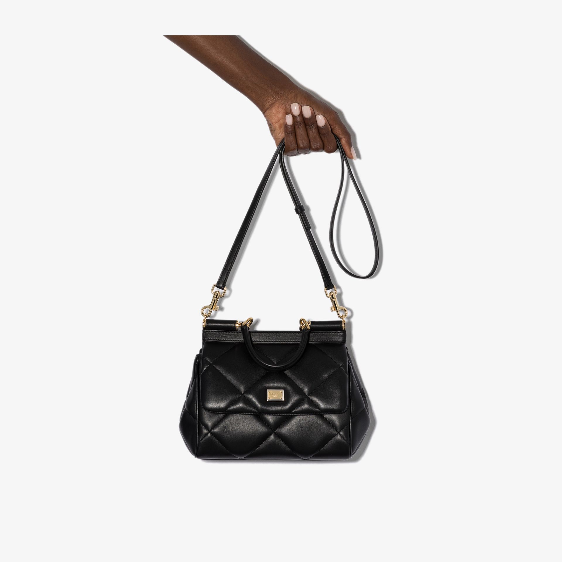 small black leather tote