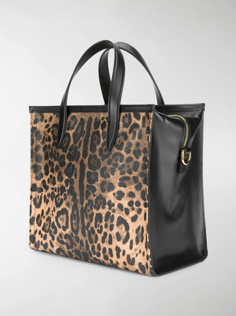Dolce \u0026 Gabbana Borsa shopper leopardata media nero | MODES