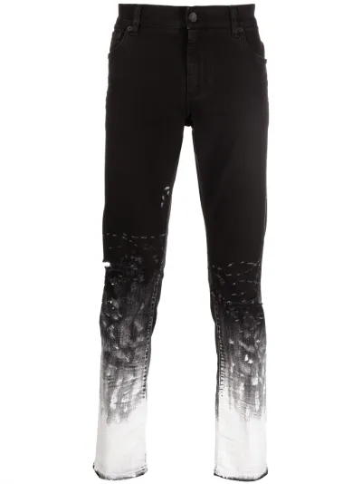 brushstroke-print slim-fit jeans 
