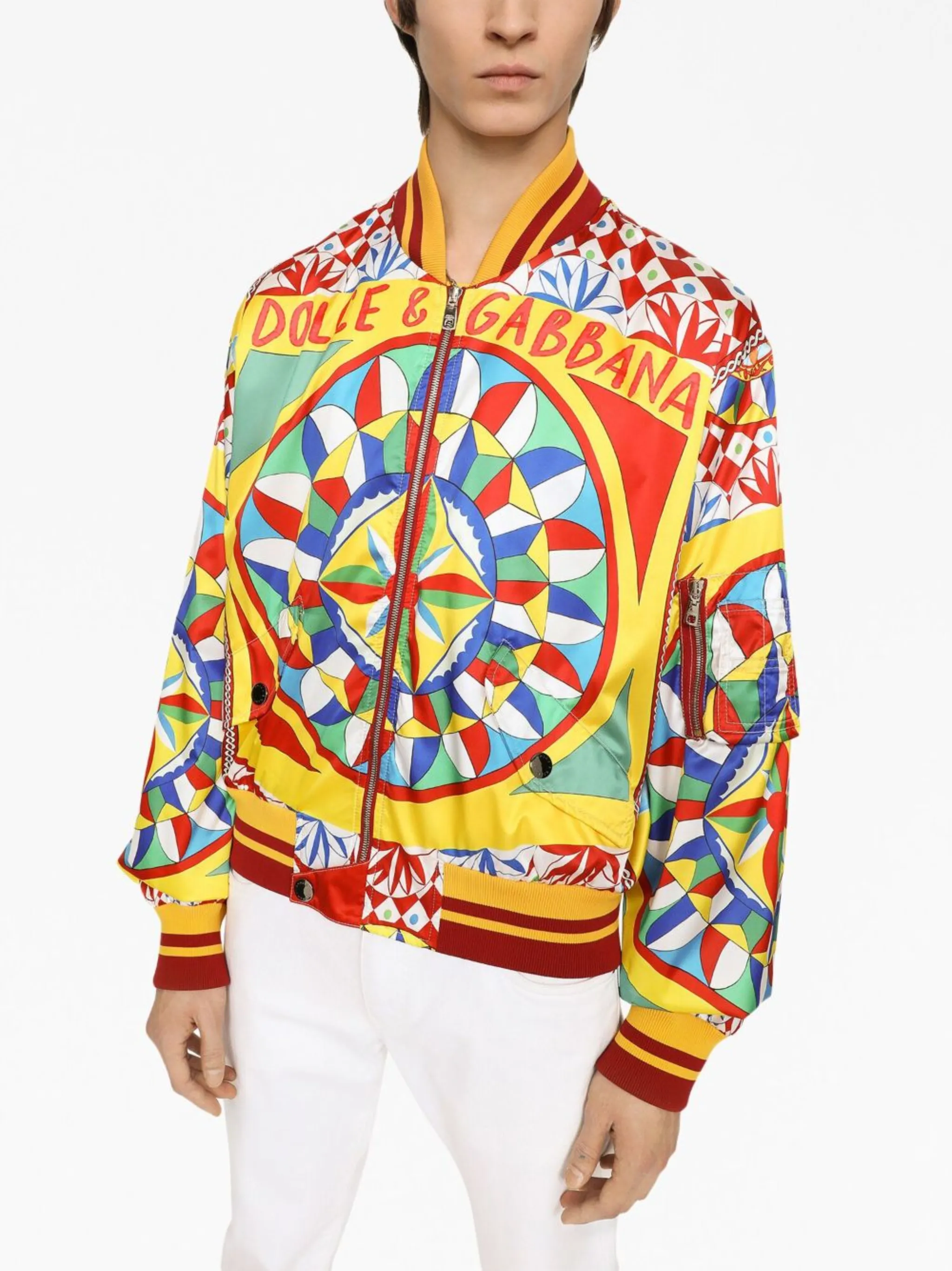 Dolce & Gabbana Carretto-print bomber jacket | Eraldo.com PN