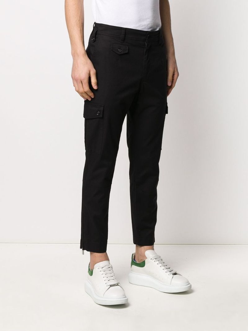 black cropped cargo trousers