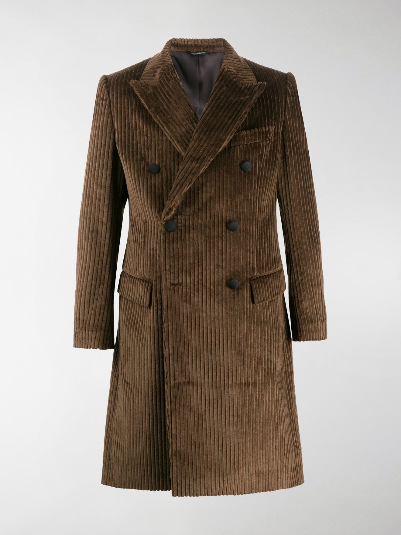 Dolce & Gabbana double-breasted corduroy coat brown | MODES