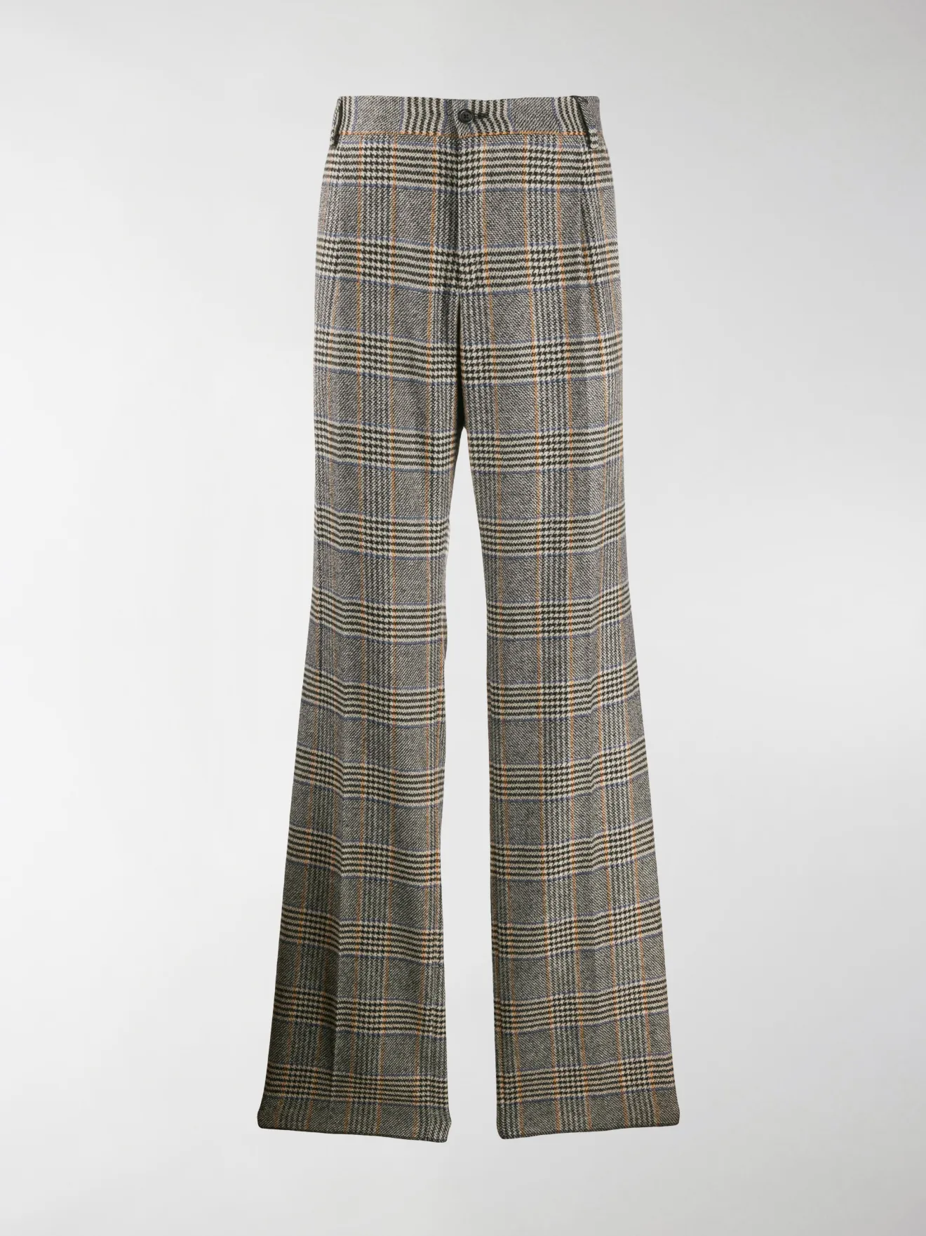 flared check trousers