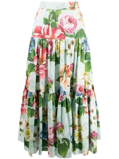 floral tiered maxi skirt