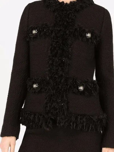 frayed edge tweed jacket