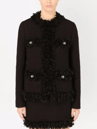 frayed edge tweed jacket