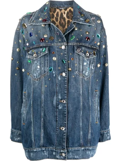 Dolce \u0026 Gabbana Giacca denim con decorazione blu | MODES
