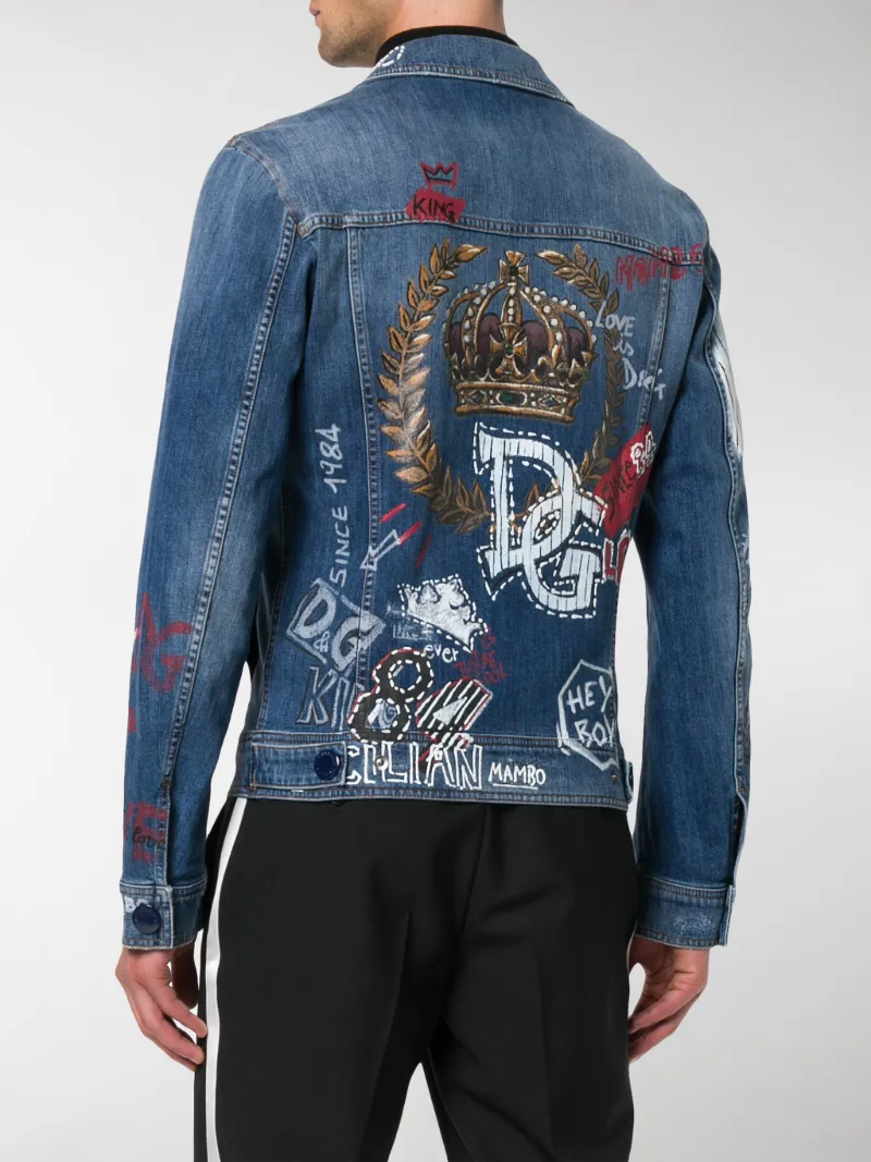 Dolce \u0026 Gabbana Giacca denim con stampa blu | MODES