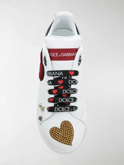 Heart Gabbana Calf Embellished Leather Dolce amp; Portofino White wSqxHn