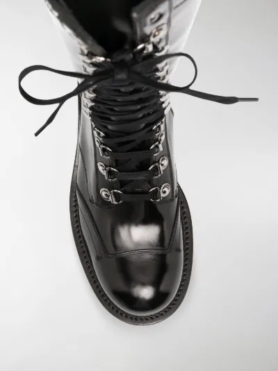 black lace up army boots