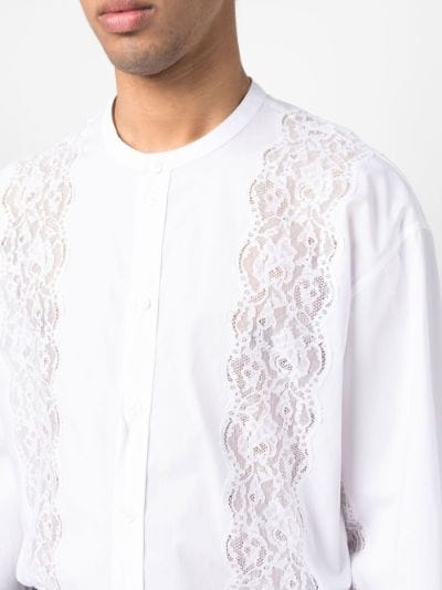 lace-insert collarless shirt | Dolce & Gabbana | Eraldo.com