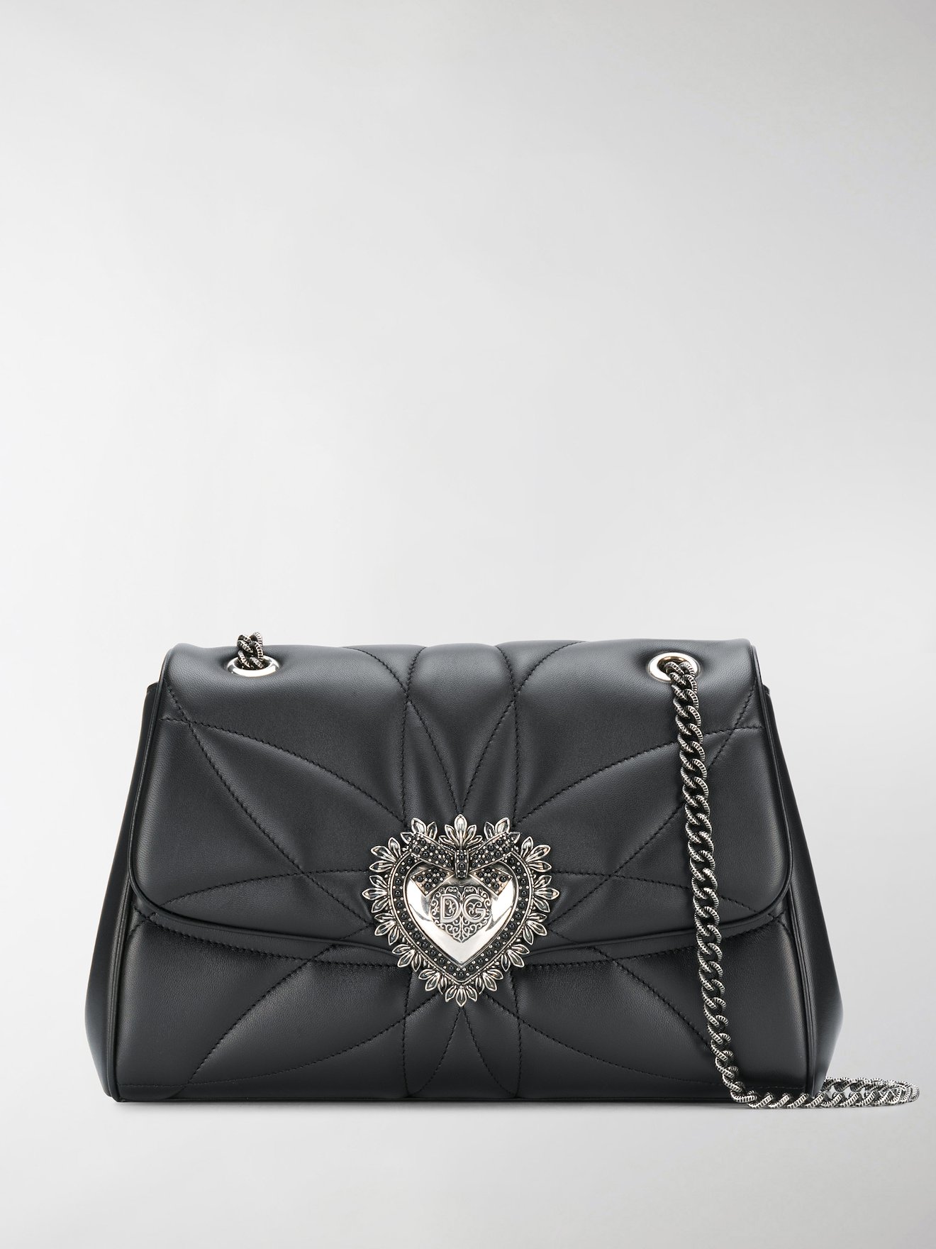 dolce and gabbana black leather shoulder bag