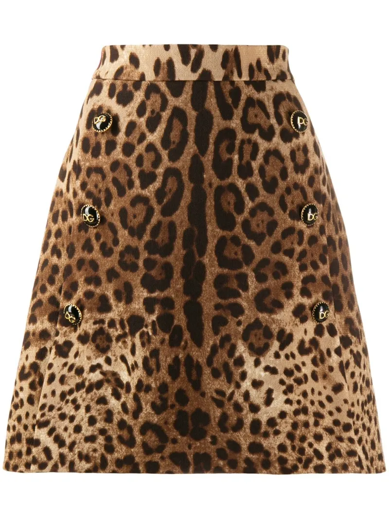 leopard a line skirt
