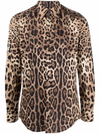 leopard-print long-sleeve shirt | Dolce ...