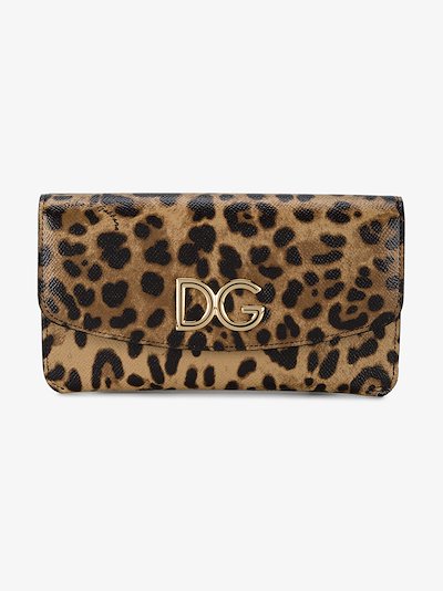 Dolce And Gabbana Leopard Print Wallet Browns 0858