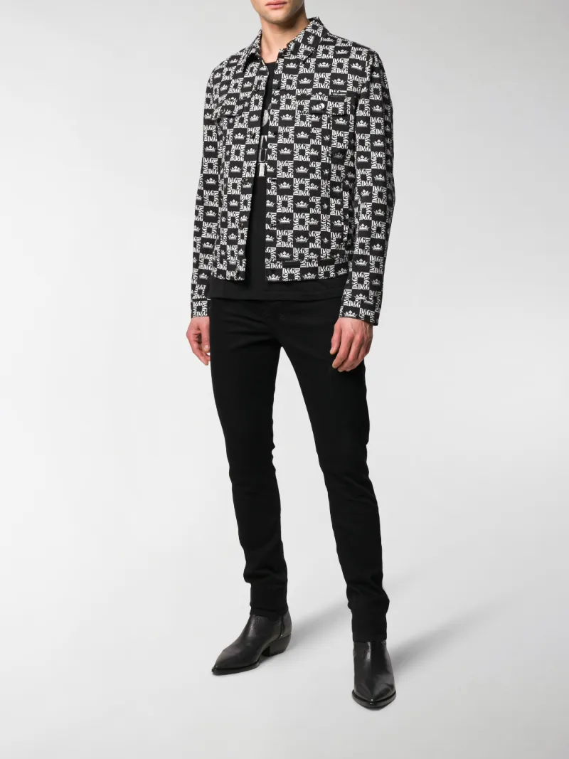 checkered denim jacket