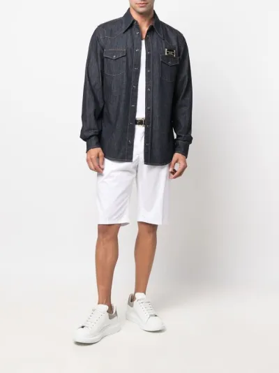 logo-plaque denim western shirt | Dolce 