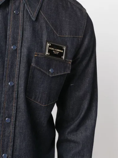logo-plaque denim western shirt | Dolce 