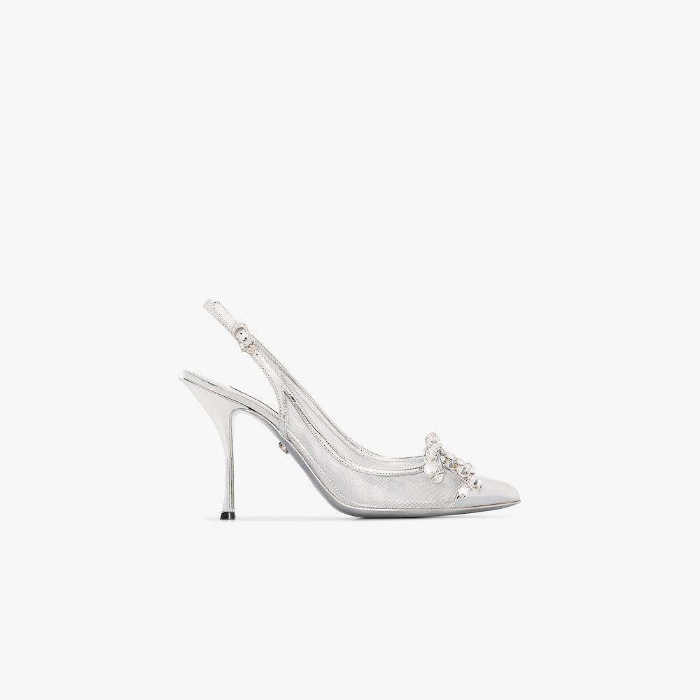 dolce and gabbana silver heels