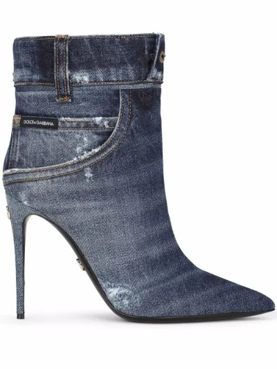 Dolce Gabbana patchwork denim ankle boots Eraldo US