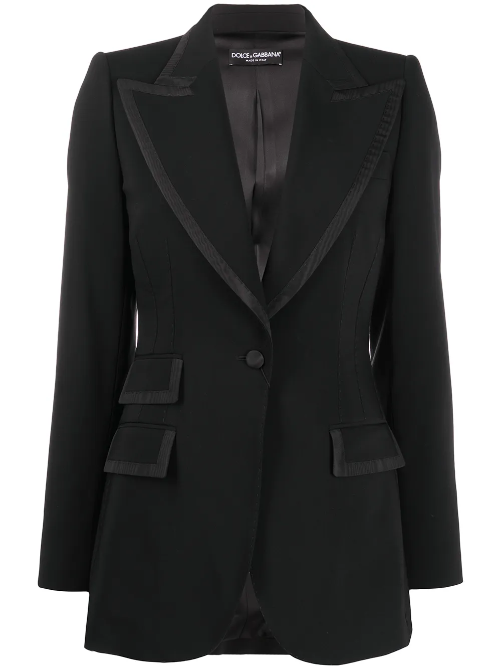 black peak lapel blazer