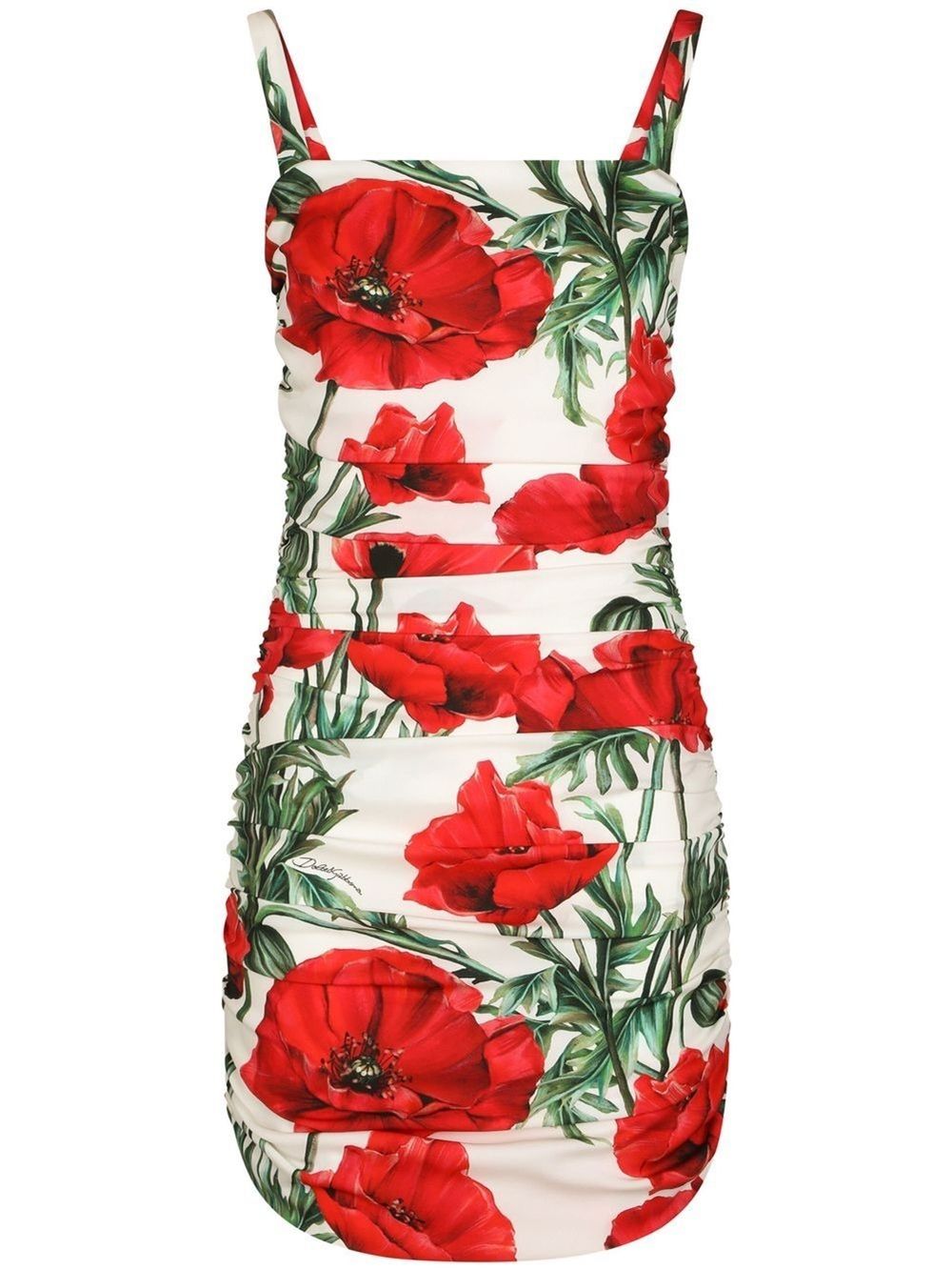 poppy-print ruched dress | Dolce & Gabbana 