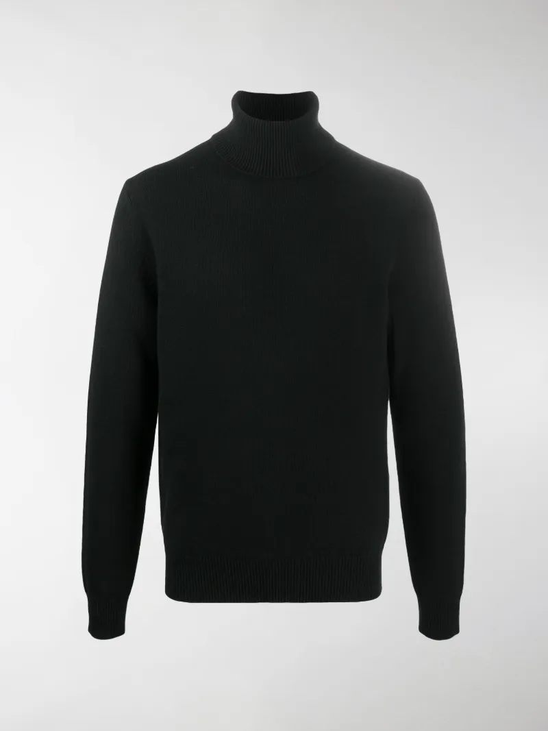 white ribbed roll neck jumper