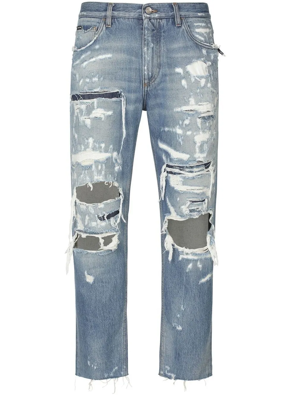 ripped-detail straight-leg jeans | Dolce & Gabbana 