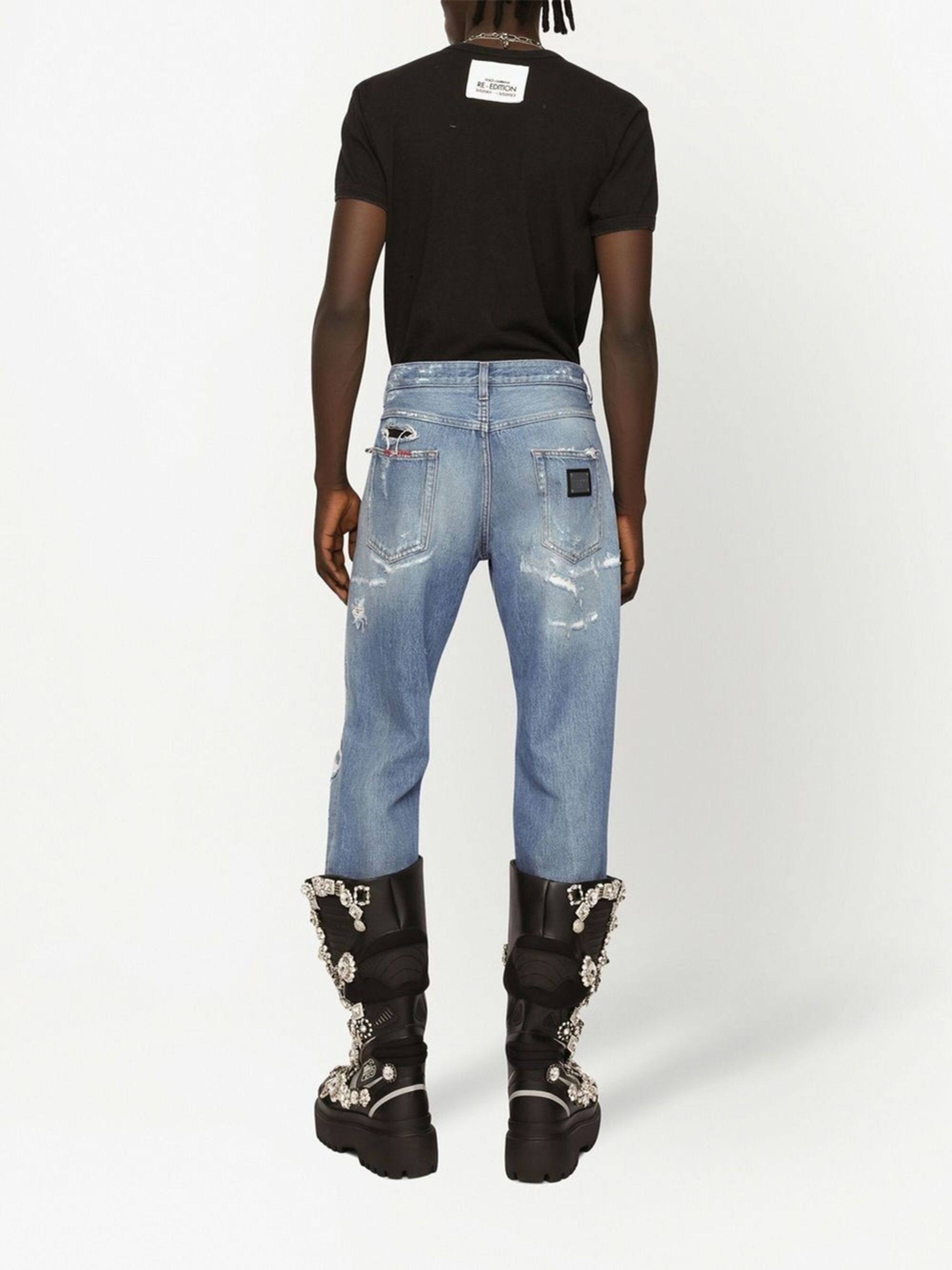 Dolce & Gabbana ripped-detail straight-leg jeans | Eraldo.com FR