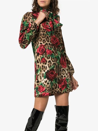 dolce gabbana leopard rose dress