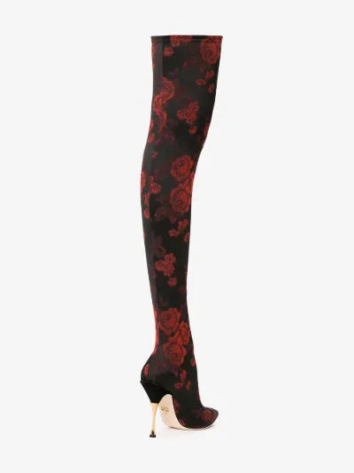 Rose-jacquard over-the-knee boots展示图