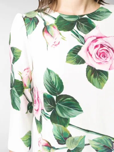 white dress with roses