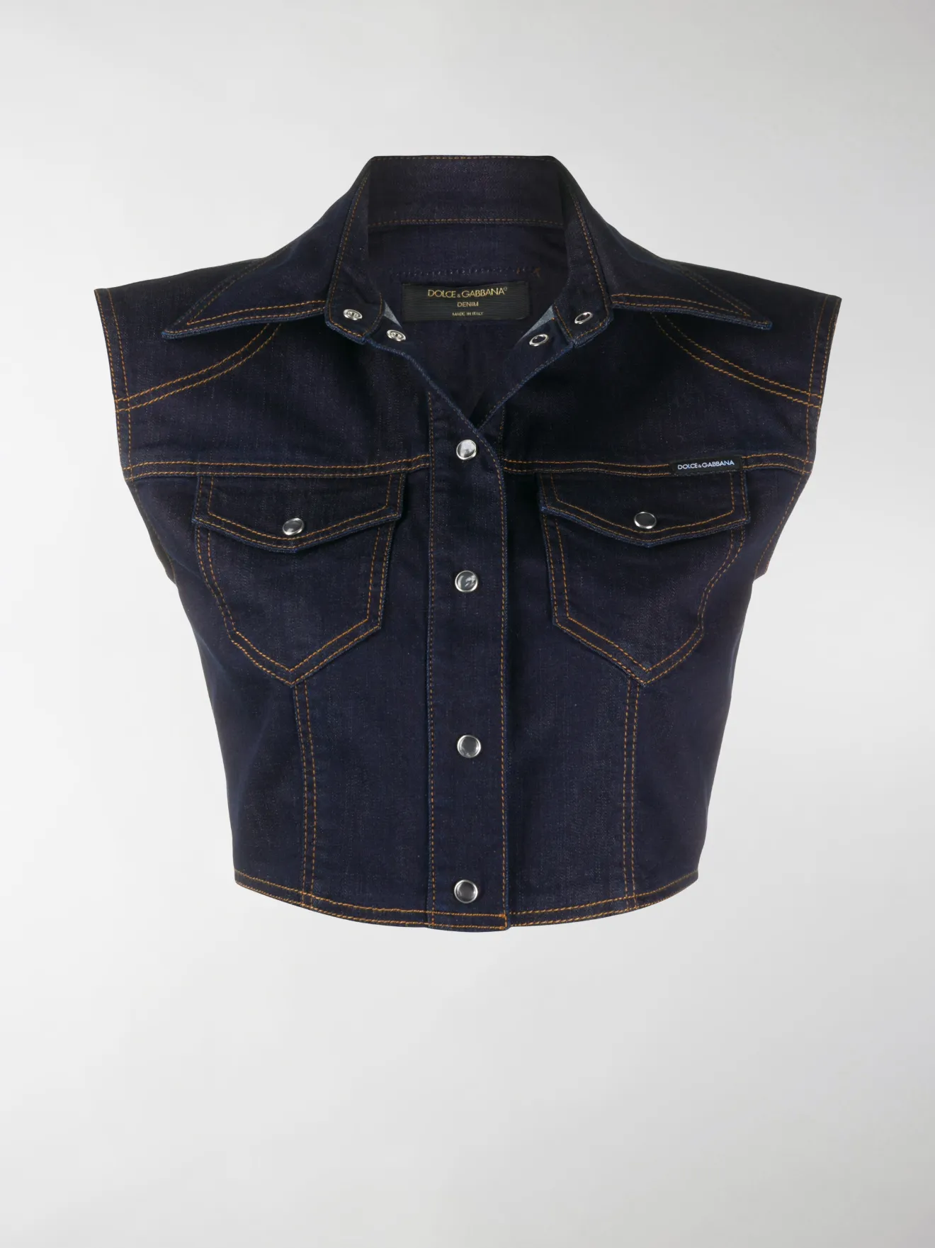 sleeveless cropped denim jacket