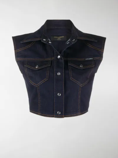 sleeveless cropped denim jacket