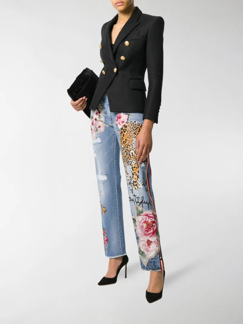 jeans with tiger patch