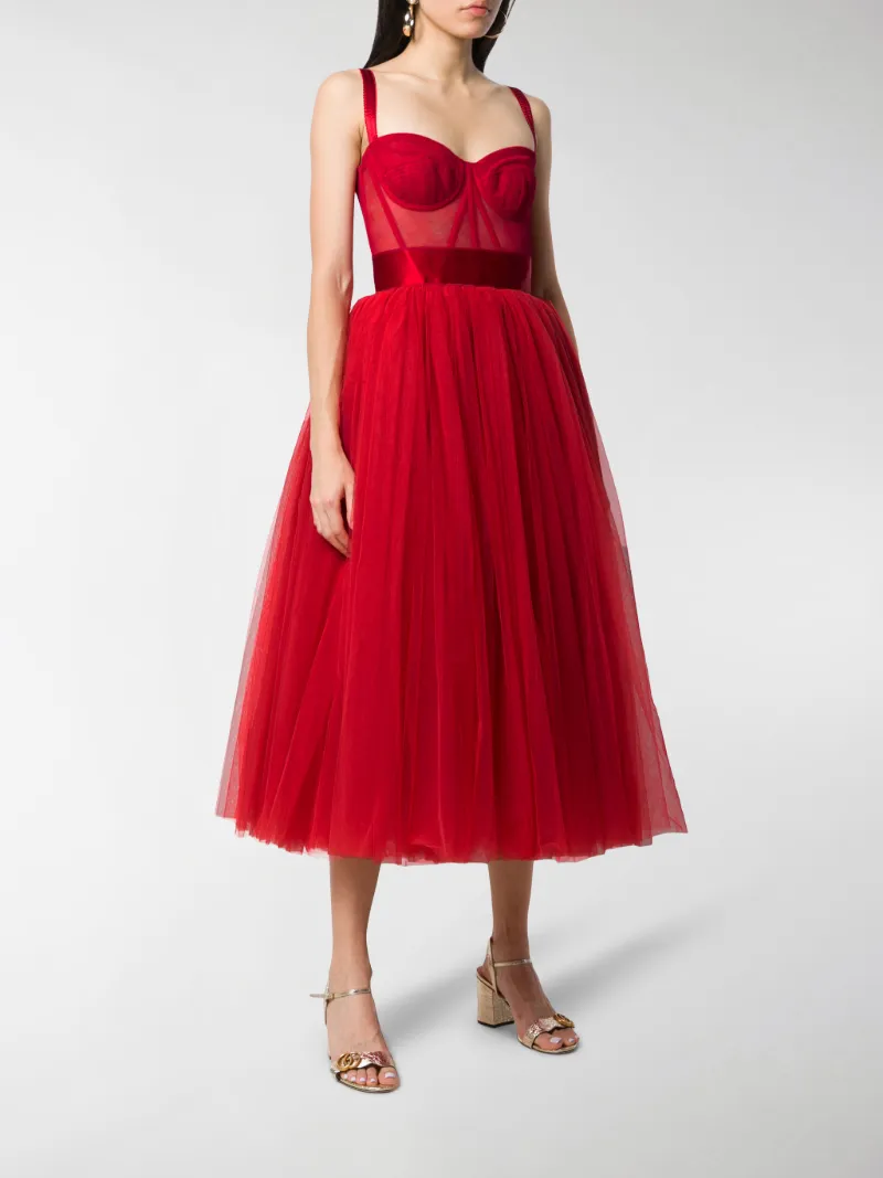 Dolce \u0026 Gabbana Vestito midi con bustino rosso | MODES