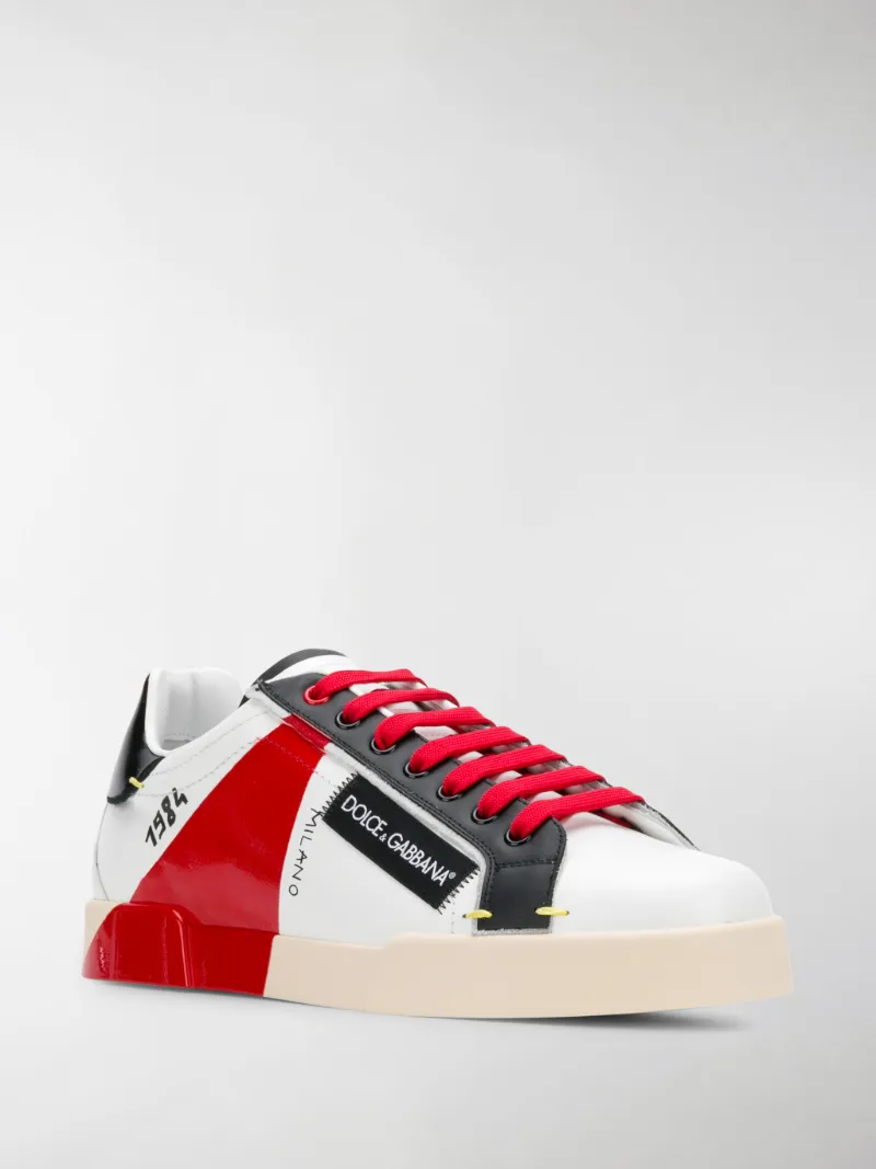 dolce and gabbana white and red sneakers