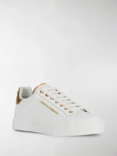 dolce & gabbana white pearl embellished leather sneakers