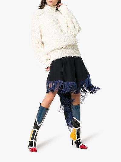 leather pointed knee high boot展示图