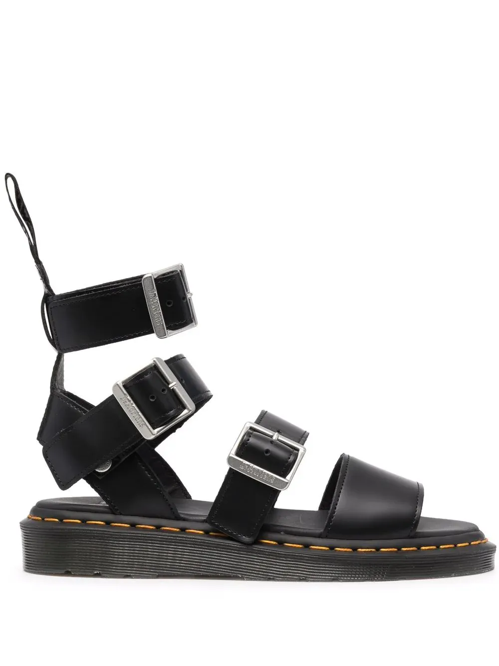 dr martens gryphon leather sandals in black