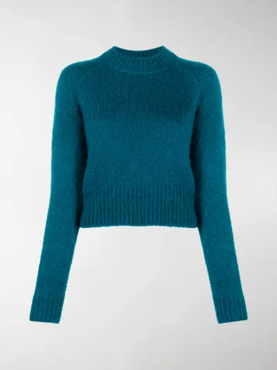 blue chunky knit jumper