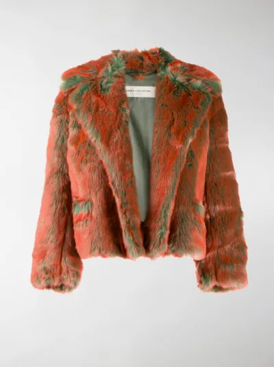 Dries Van Noten faux fur jacket orange 