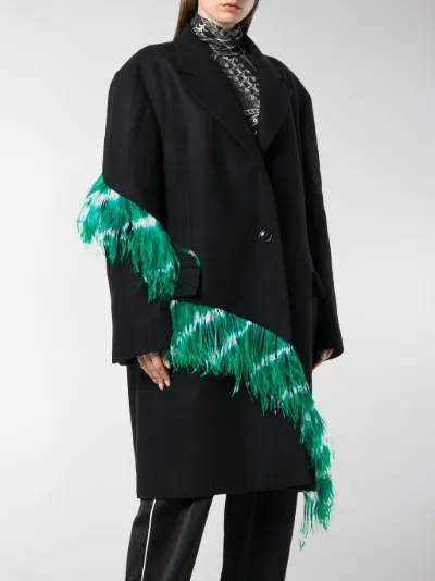 feather trim coat
