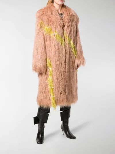 Lunga Color Pelliccia Dries Van Noten Carne qXCUwX