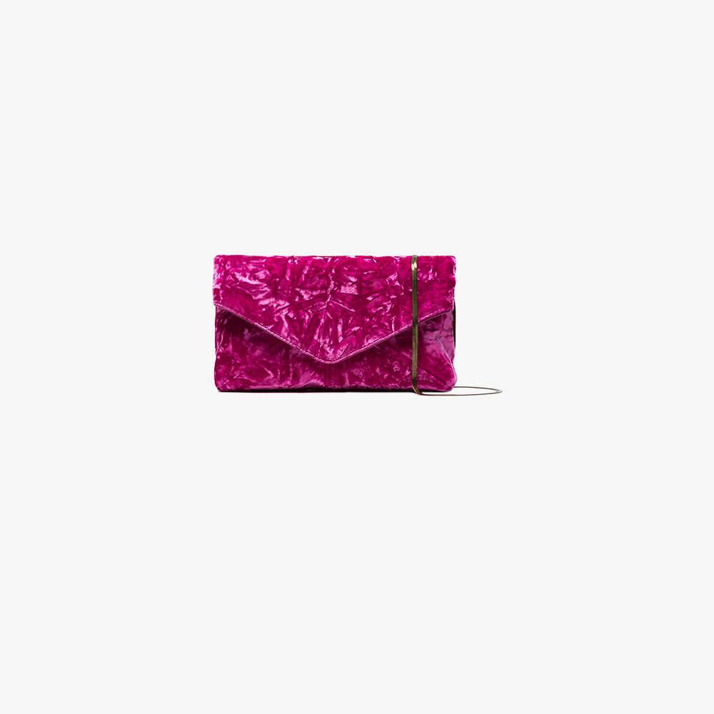 crushed velvet clutch bag