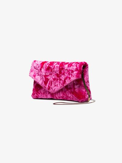 pink velvet clutch bag