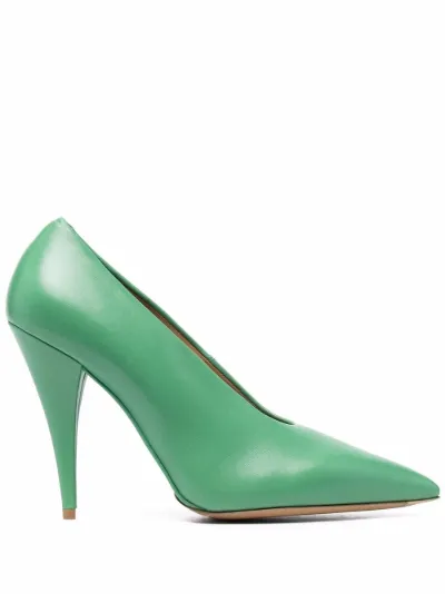 green pointed toe pumps