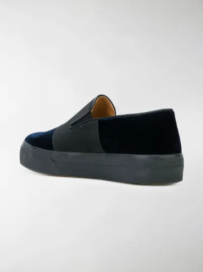 Dries Van Noten velvet slip-on sneakers blue | MODES